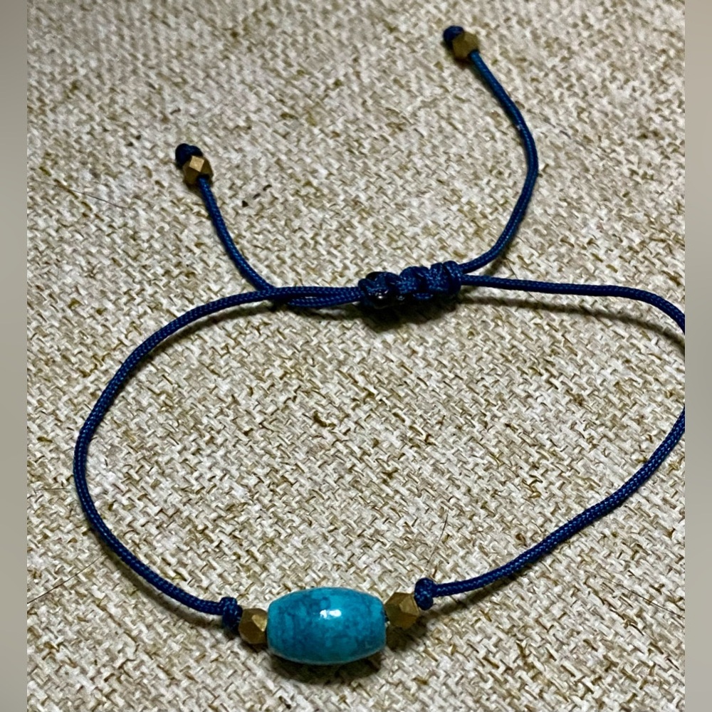 Blue and Gold Adjustable Bracelet